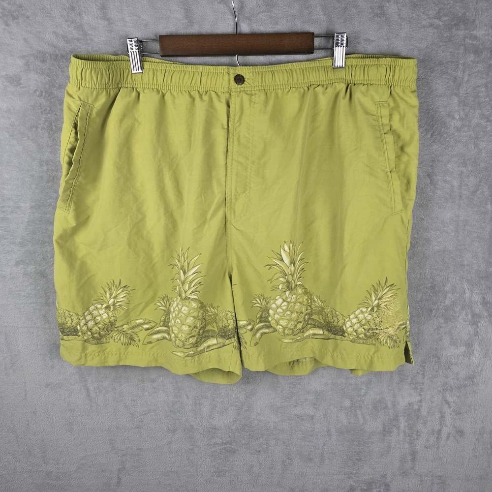 Tommy Bahama Vintage Men XXL Lime Green Pineapple Print Swim Trunks Board Shorts